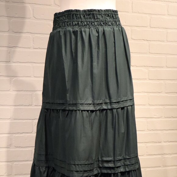 Maeve by Anthropologie Green Tiered Maxi Skirt - Picture 2 of 2